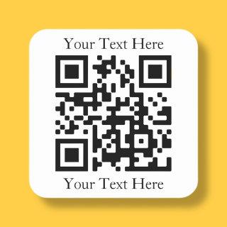 Easily Upload Your Own QR Code & Add Text Square Sticker
