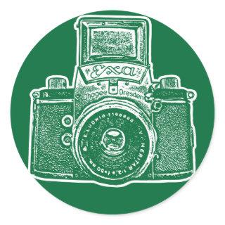 East German Camera II - Forest Green Classic Round Sticker