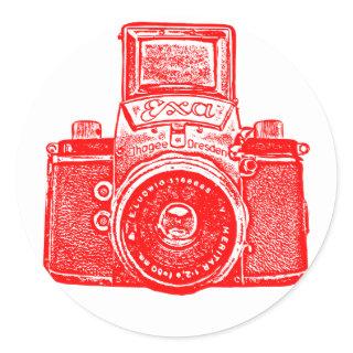 East German Camera - Red Classic Round Sticker