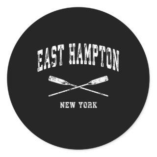 East Hampton New York Nautical Crossed Oars Classic Round Sticker