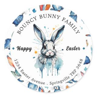 Easter Brunch & Egg Hunt | Water color Bunny Classic Round Sticker