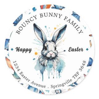 Easter Brunch & Egg Hunt | Water color Bunny Classic Round Sticker