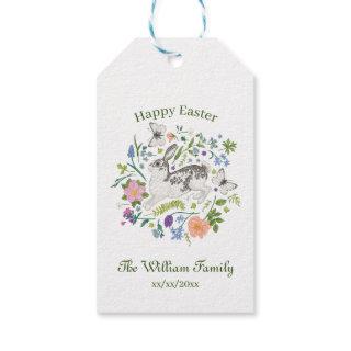 Easter Bunny and Spring Flowers   Gift Tags