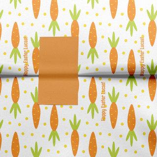 Easter Bunny Carrot Pattern Greeting and Kid Name Tissue Paper
