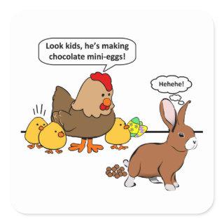 Easter Bunny Chocolate Humor Square Sticker