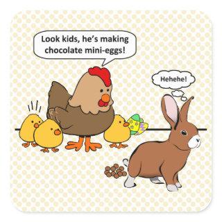 Easter Bunny Chocolate Humor Square Sticker