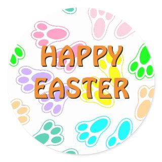 Easter Bunny Feet Pattern Custom Classic Round Sticker