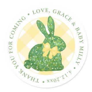 Easter Bunny Preppy Boxwood Baby Shower Thank You Classic Round Sticker