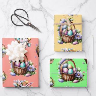Easter bunny rabbit pastel eggs basket holiday  sheets