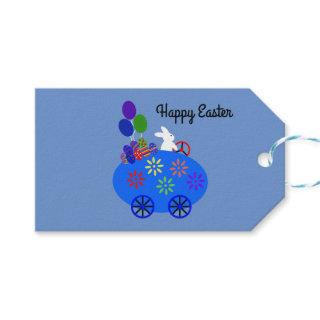 Easter Bunny Riding Egg Car #3 Gift Tag