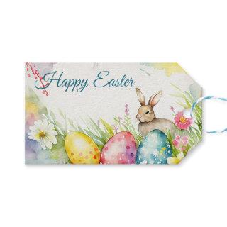 Easter bunny with three Easter Eggs Gift Tags