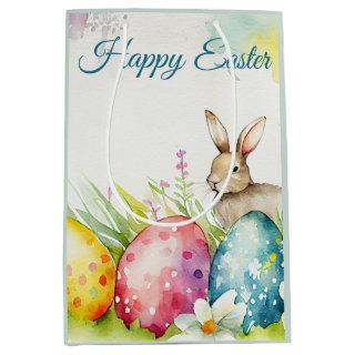 Easter bunny with three Easter Eggs Medium Gift Bag