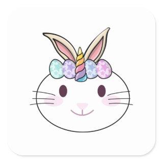 EASTER BUNNYCORN SQUARE STICKER