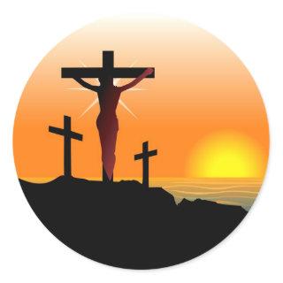 Easter Calvary Cross Classic Round Sticker
