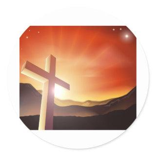Easter cross concept classic round sticker