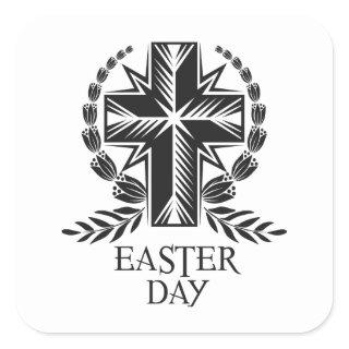 Easter Day Cross Square Sticker