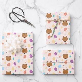 Easter Egg Bear Face Pattern Holiday Easter  Sheets
