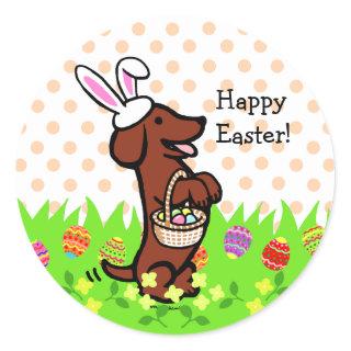 Easter Egg Red Smooth Haired Dachshund Classic Round Sticker