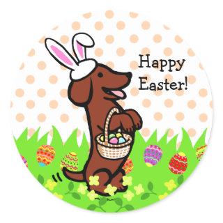 Easter Egg Red Smooth Haired Dachshund Classic Round Sticker