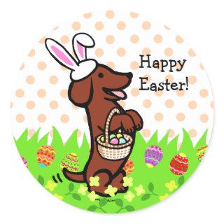 Easter Egg Red Smooth Haired Dachshund Classic Round Sticker