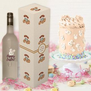 Easter Eggs and Tulips Rustic Earthtones Wine Box