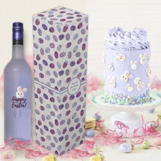 Easter Eggs in various purple violet designs Wine Box