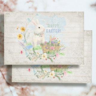 Easter Floral Bunny Eggs Basket Spring Decoupage Tissue Paper