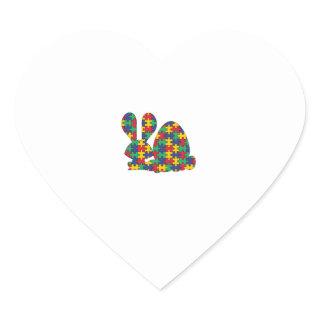 Easter Rabbit Autism Awareness Puzzle Piece Autist Heart Sticker