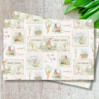 Easter Rabbit Carrot Patch Floral Wood Decoupage Tissue Paper