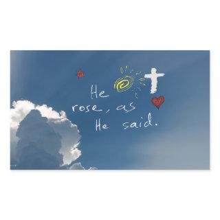 Easter Resurrection He Is Risen Jesus Rose Rectangular Sticker