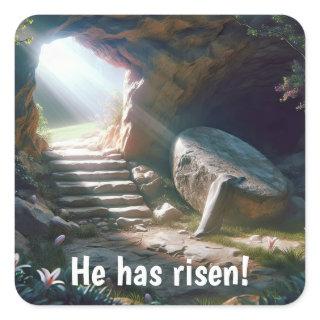 Easter Sunday With Empty Tomb Square Sticker