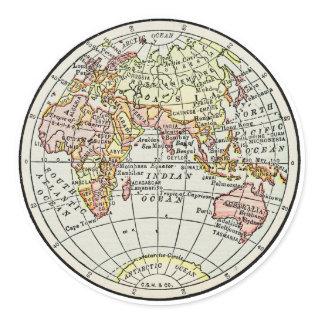 Eastern Hemisphere Map Globe Travel Art Classic Round Sticker