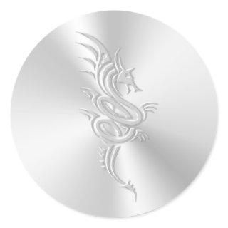 Eastern-style Dragon, Embossed-effect Classic Round Sticker