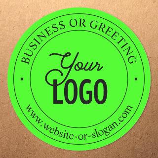 Easy Logo Replacement & Custom Text | Neon Green Classic Round Sticker