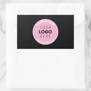 Easy Logo Replacement & Editable Text | Pink/DIY Rectangular Sticker