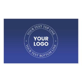 Easy Logo Replacement & Text | Dark Blue Gradient Rectangular Sticker