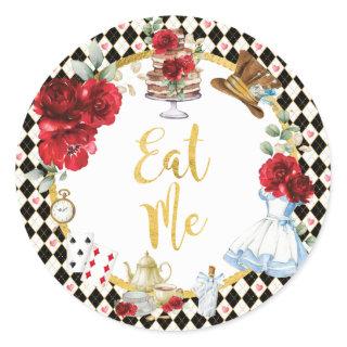 EAT ME Alice in Wonderland Tea Party Favors Classic Round Sticker