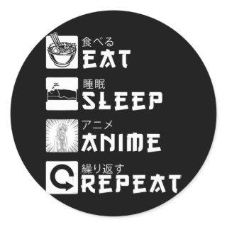 Eat Sleep Anime Repeat Japanese Manga Lover Classic Round Sticker