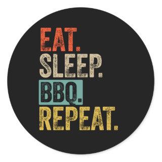 Eat sleep bbq repeat retro vintage classic round sticker
