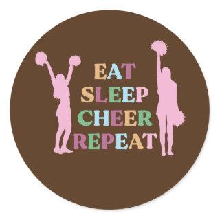 Eat Sleep Cheer Repeat Funny Cheerleader Classic Round Sticker