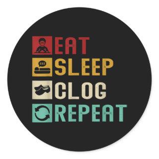 Eat Sleep Clog Repeat Funny Clogging Dancing Girls Classic Round Sticker