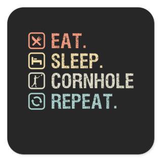 Eat Sleep Cornhole Repeat - Funny Gift Square Sticker