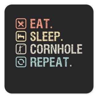 Eat Sleep Cornhole Repeat - Funny Gift Square Sticker