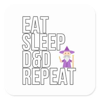 Eat Sleep D&D Repeat - Dungeons Dragons Square Sticker
