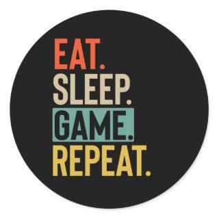Eat Sleep game Repeat retro vintage colors Classic Round Sticker