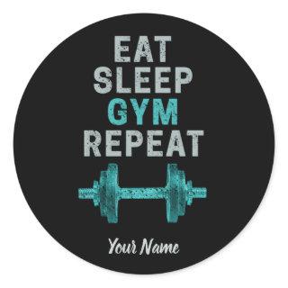Eat Sleep Gym Repeat Gymnastic Vintage For Workout Classic Round Sticker