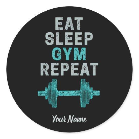 Eat Sleep Gym Repeat Gymnastic Vintage For Workout Classic Round Sticker