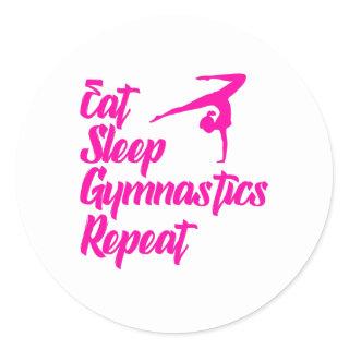 eat sleep gymnastics repeat classic round sticker
