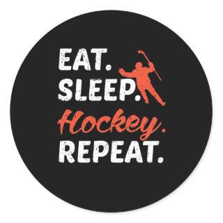 Eat Sleep Hockey Repeat Classic Round Sticker