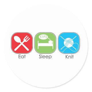 Eat Sleep Knit Classic Round Sticker